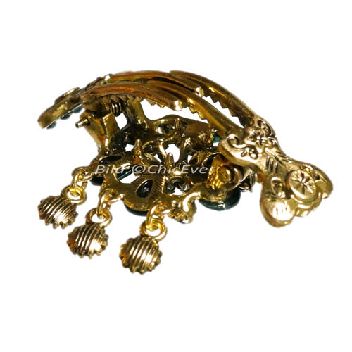 Haargreifer Haarspange Blume Vintage-Look Metall grün gold 4470c